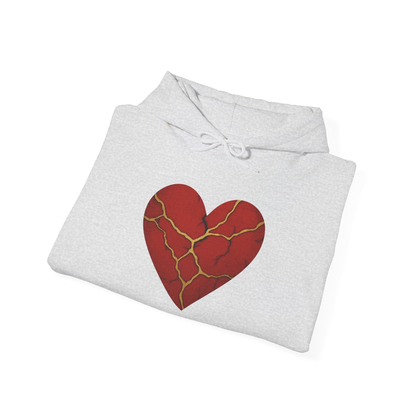 Heartbreak Kintsugi Hoodie, Unisex Heavy Blend Sweatshirt, Casual Streetwear, Comfort Wear for Self-Love