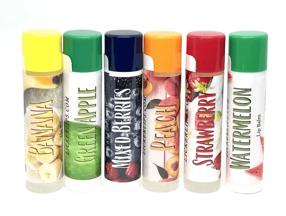 Natural nut free lip balm - Lick 'er Lips Lip BalmFarmer’s Market Lip Balm 6 - Pack – Fresh, Fruity, and Naturally Sweet