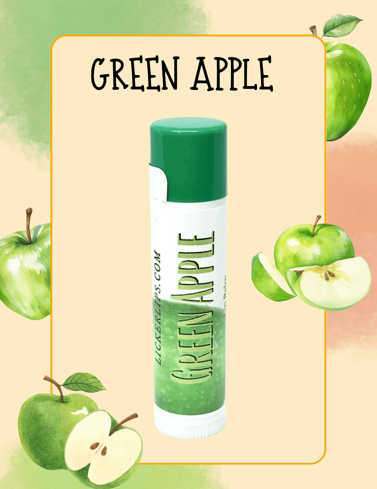 Natural nut free lip balm - Lick 'er Lips Lip BalmGreen Apple Lip Balm - All Natural Handmade Lip Care