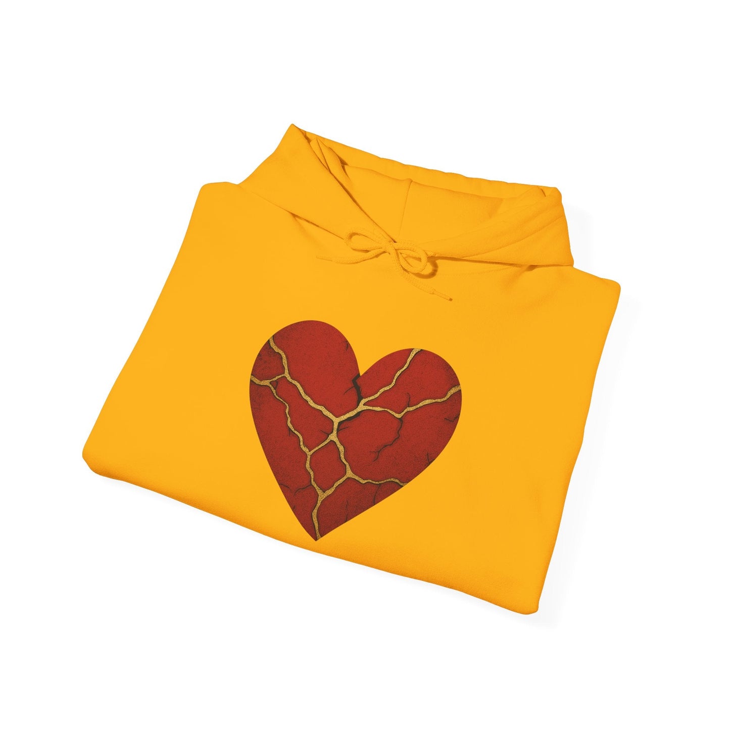 Kintsugi Heart Hoodie, Unisex Heavy Blend Sweatshirt, Casual Streetwear, Comfort Wear for Self-Love