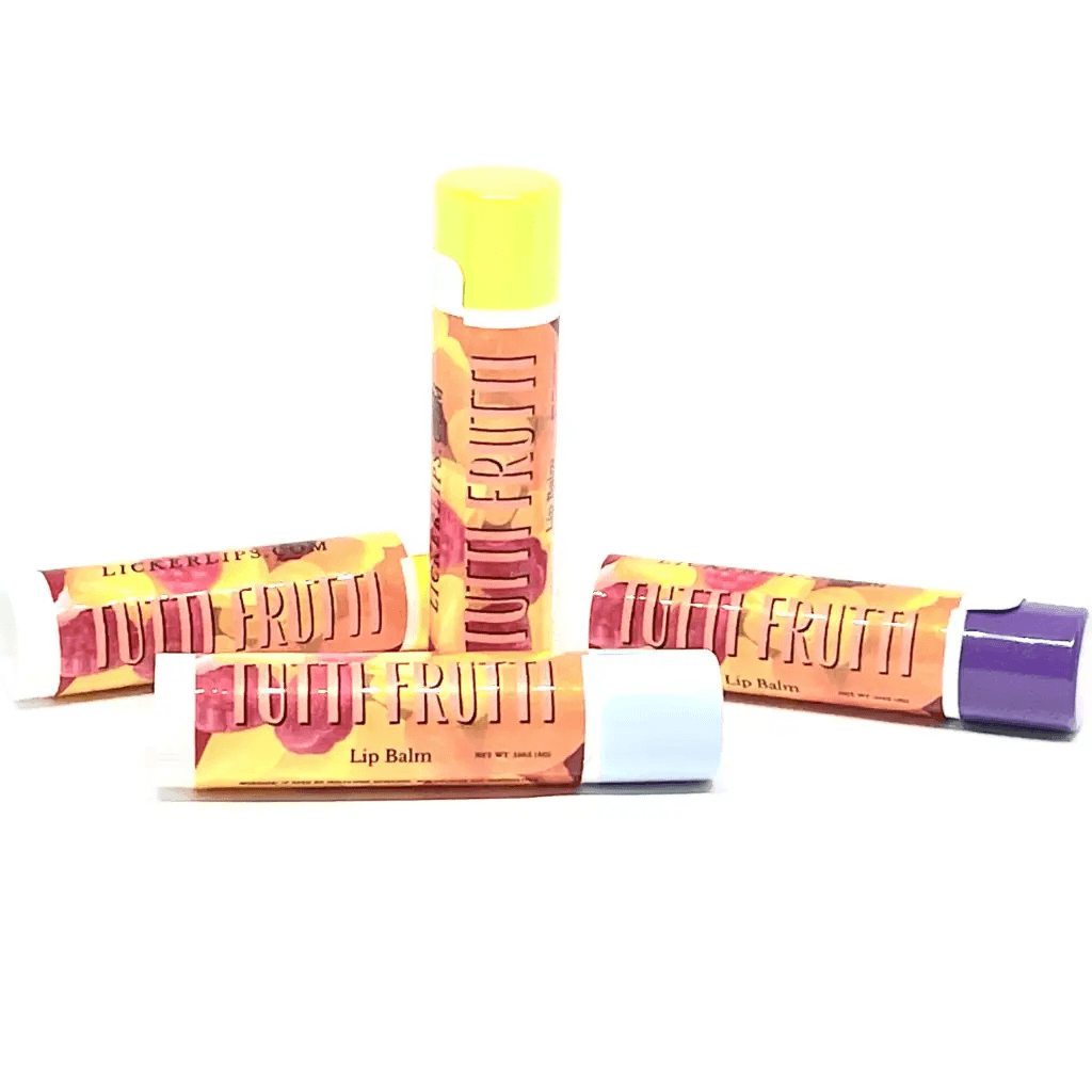 Natural nut free lip balm - Lick 'er Lips Lip BalmTutti Frutti Lip Balm - Naturally Sweetened Lip Care