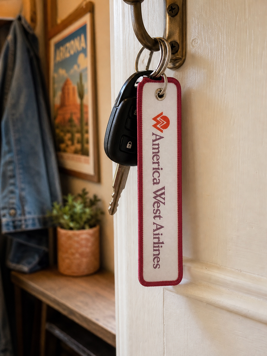 America West Airlines Keychain Set 2-Piece | Retro Airline Keychains | Aviation Collectible Gift
