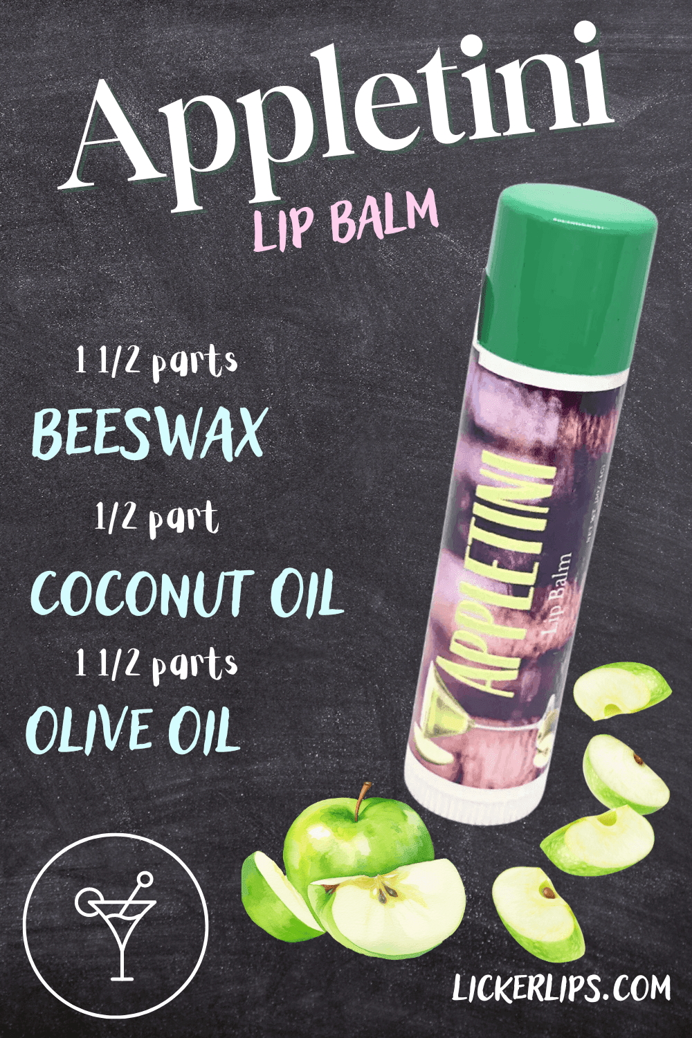 Natural nut free lip balm - Lick 'er Lips Lip BalmAppletini Lip Balm - Handcrafted Cocktail Inspired Lip Care
