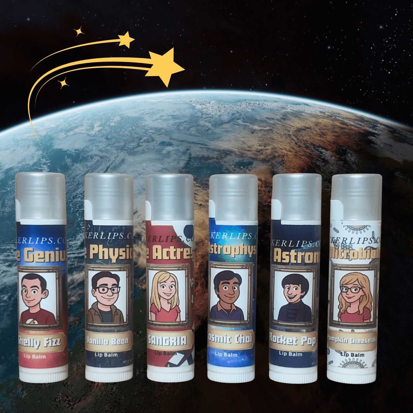 Big Bang Theory Inspired Lip Balm Set – 6 Flavor Collection