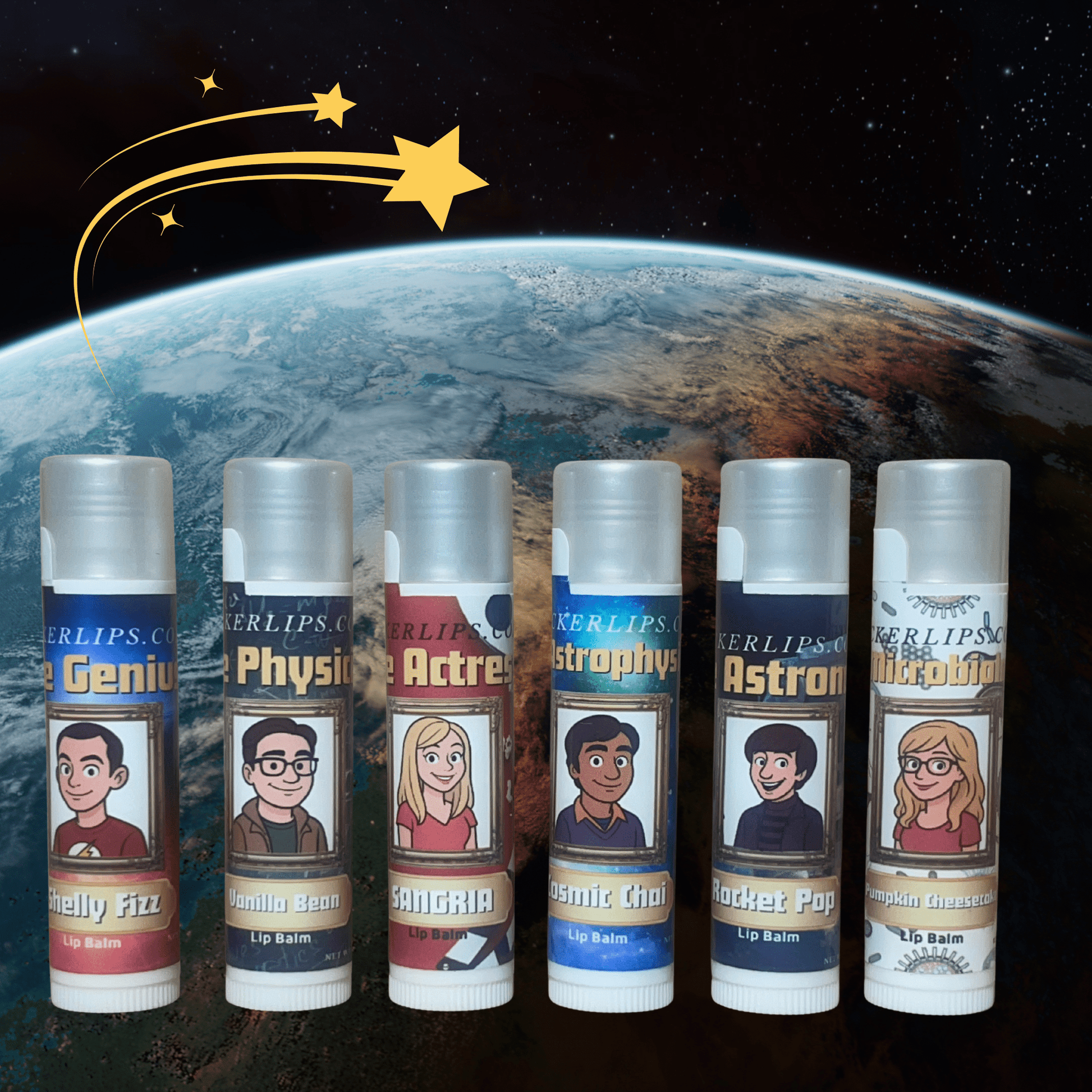 Big Bang Theory Inspired Lip Balm Set – 6 Flavor Collection