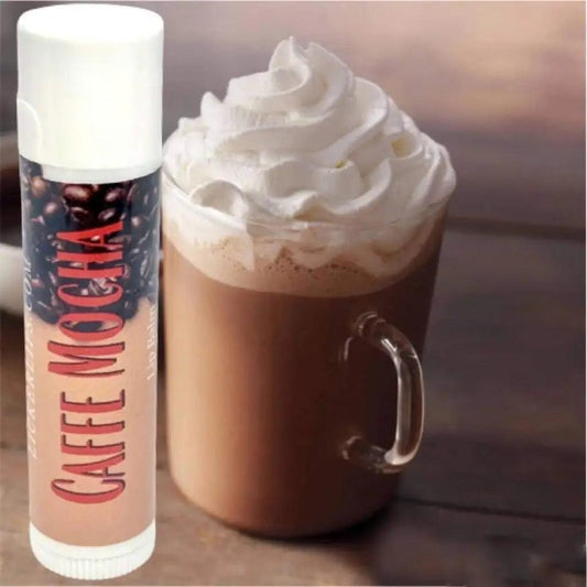 Natural nut free lip balm - Lick 'er Lips Lip BalmCaffe Mocha Lip Balm - Naturally Sweetened Lip Care
