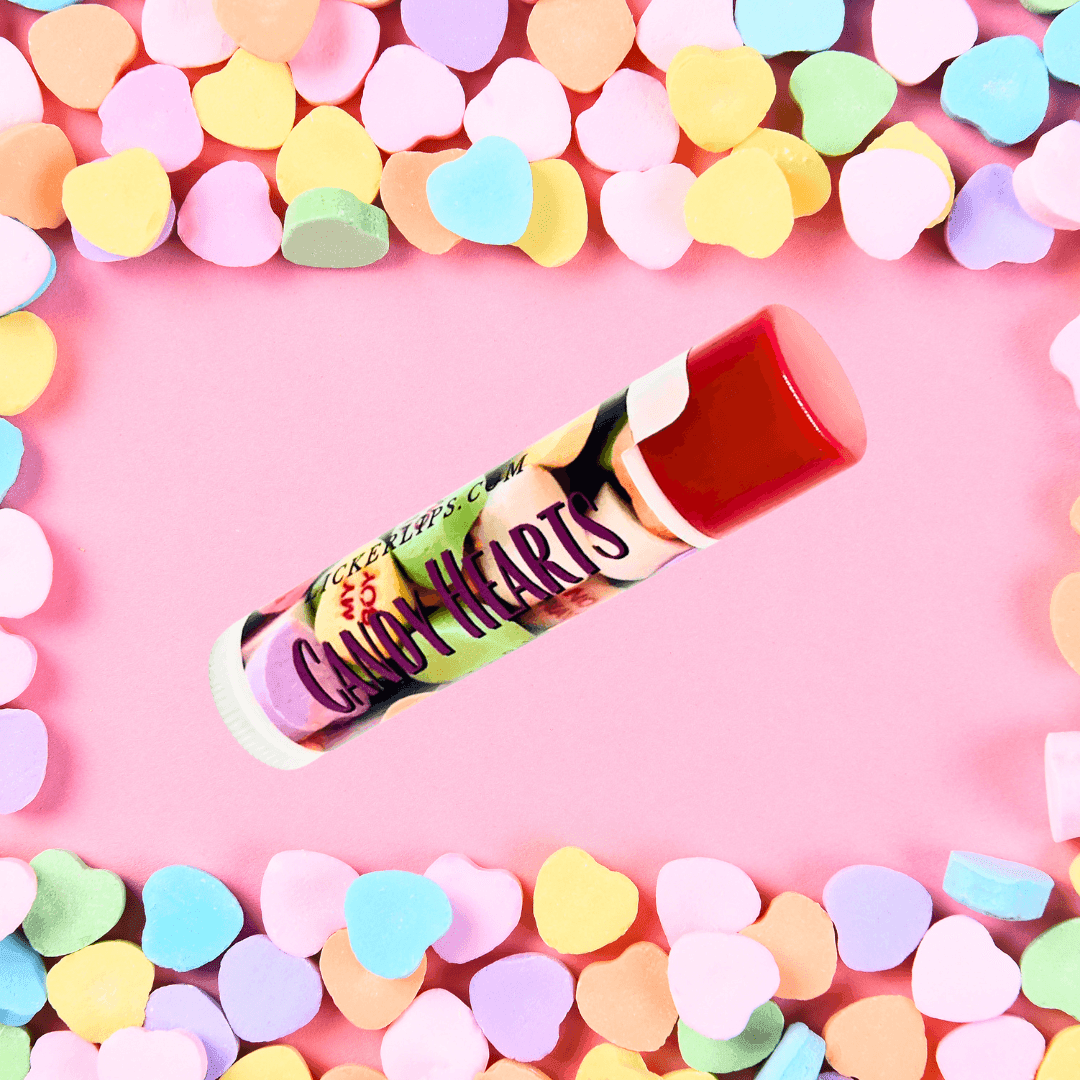 Natural nut free lip balm - Lick 'er Lips Lip BalmCandy Hearts Lip Balm - Handmade Naturally Sweetened Lip Care