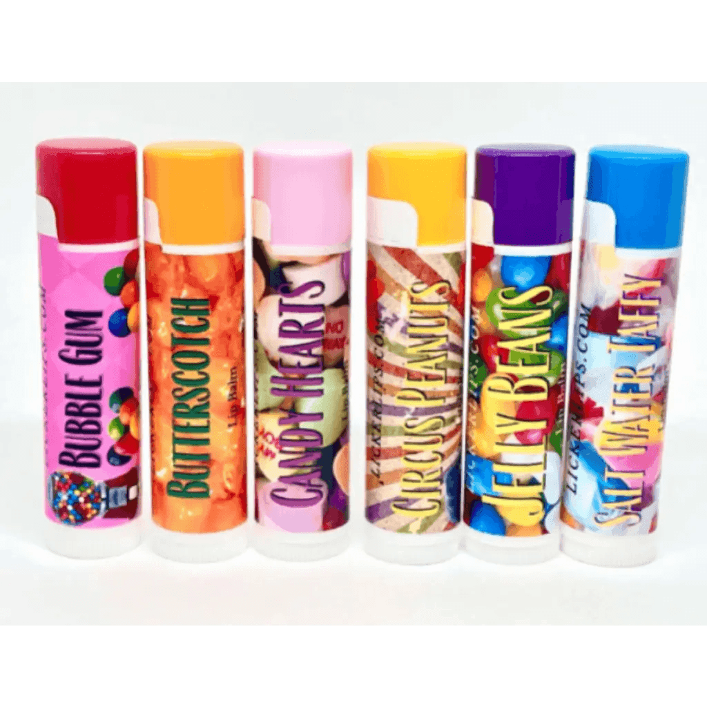 Natural nut free lip balm - Lick 'er Lips Lip BalmCandy Store Lip Balm Set - Six Nostalgic Flavors - 