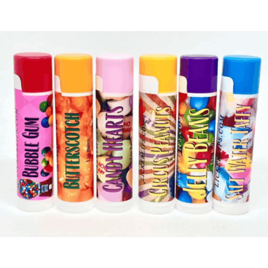 Natural nut free lip balm - Lick 'er Lips Lip BalmCandy Store Lip Balm Set - Six Nostalgic Flavors - 