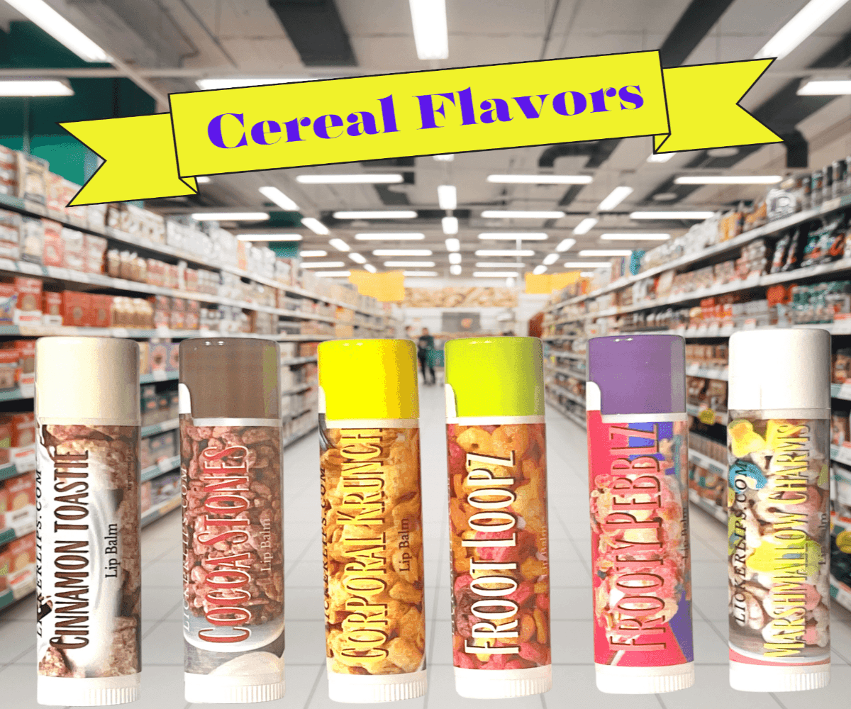 Natural nut free lip balm - Lick 'er Lips Lip BalmCereal Flavors Lip Balm Pack - 6 Tubes