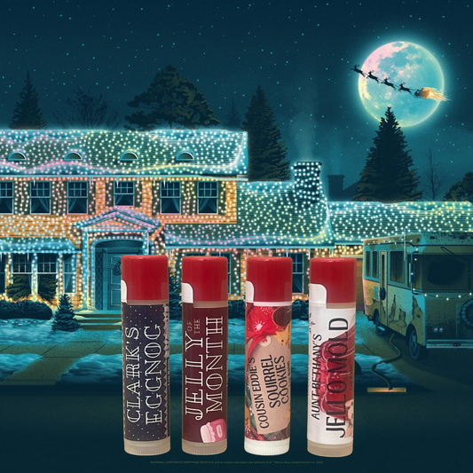 #Lick 'er Lips Lip Balm#Christmas Lip Balm 4 Pack – Jelly of the Month Club, Clark’s Eggnog, Aunt Bethany’s Jello