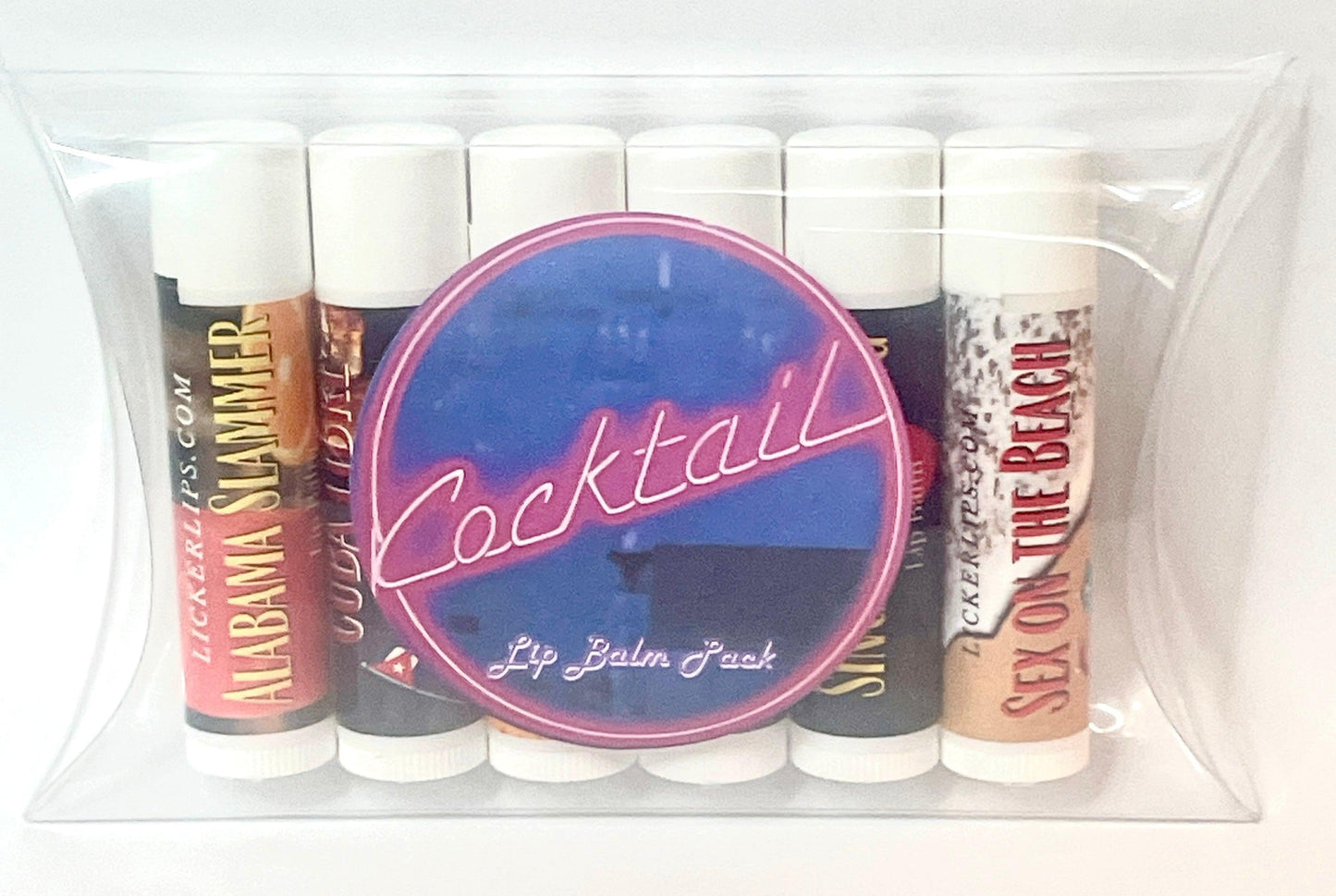 Natural nut free lip balm - Lick 'er Lips Lip BalmCocktail - Inspired Lip Balm Six - Pack