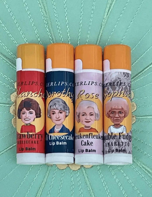 #Natural nut free lip balm# - #Lick 'er Lips Lip Balm#Golden Girls Lip Balm Pack - Cheesecake Flavors - 4 tubes