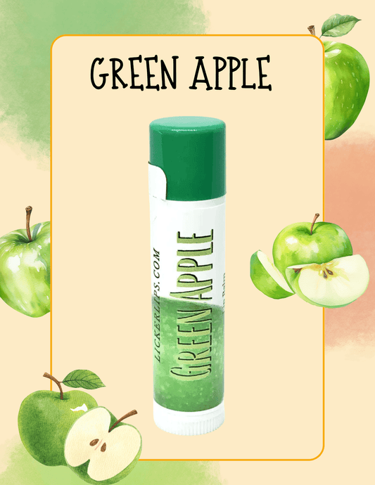 Natural nut free lip balm - Lick 'er Lips Lip BalmGreen Apple Lip Balm - All Natural Handmade Lip Care
