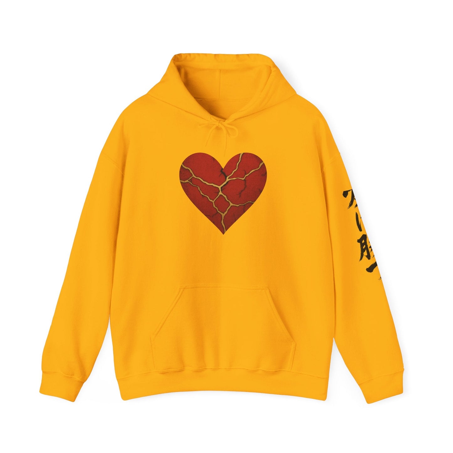 Kintsugi Heart Hoodie, Unisex Heavy Blend Sweatshirt, Casual Streetwear, Comfort Wear for Self-Love