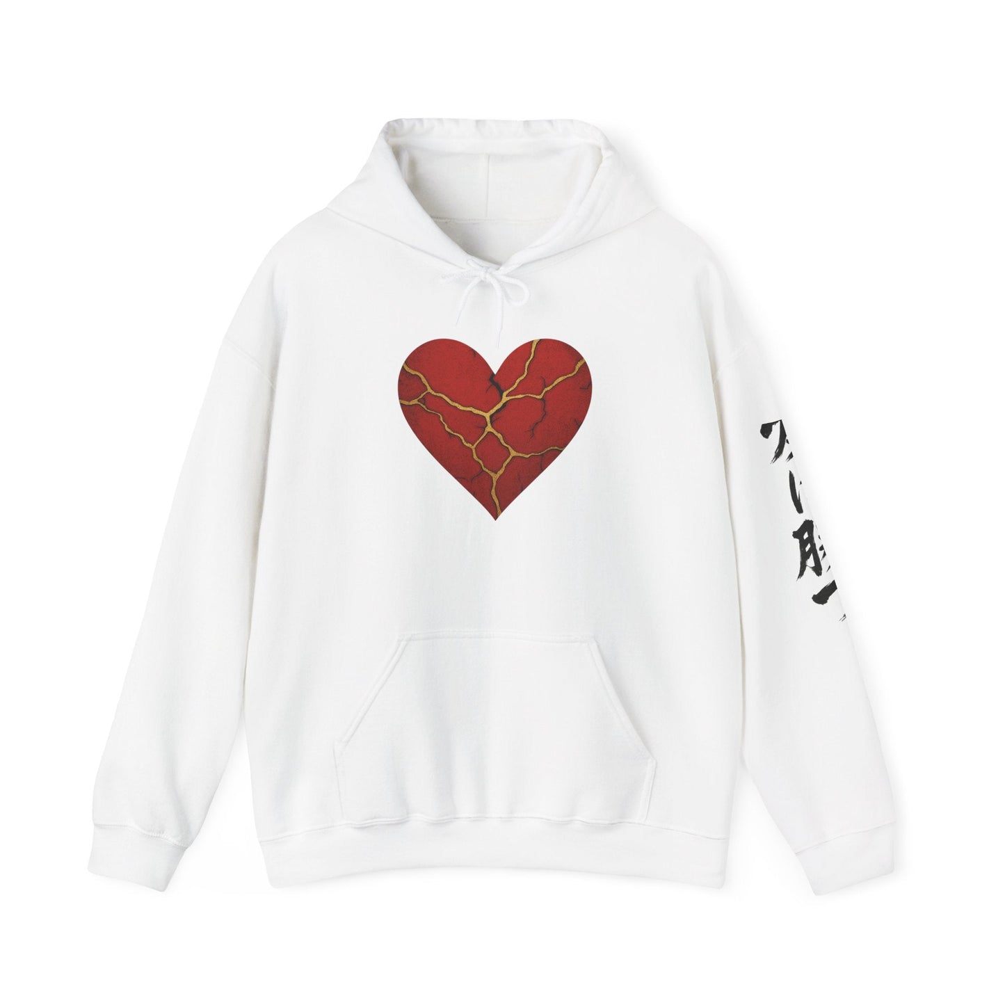 Kintsugi Heart Hoodie, Unisex Heavy Blend Sweatshirt, Casual Streetwear, Comfort Wear for Self-Love