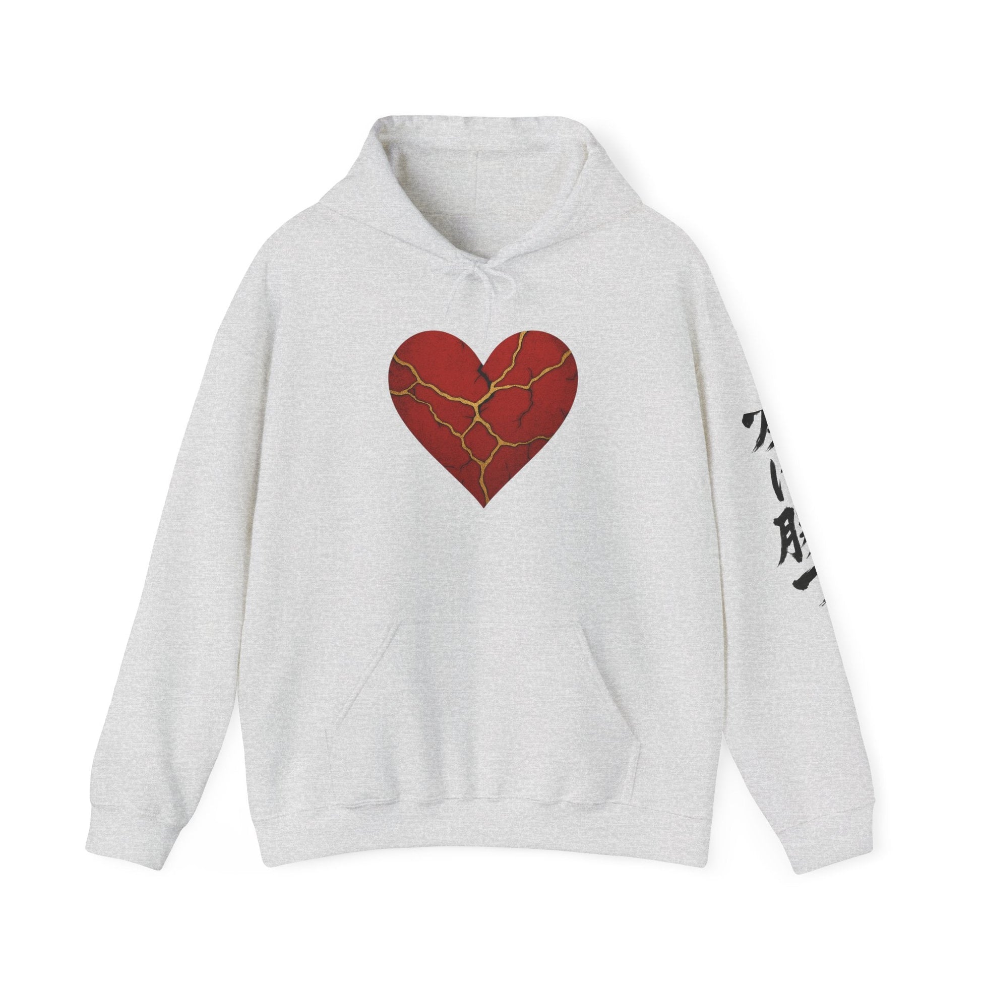 Kintsugi Heart Hoodie, Unisex Heavy Blend Sweatshirt, Casual Streetwear, Comfort Wear for Self-Love