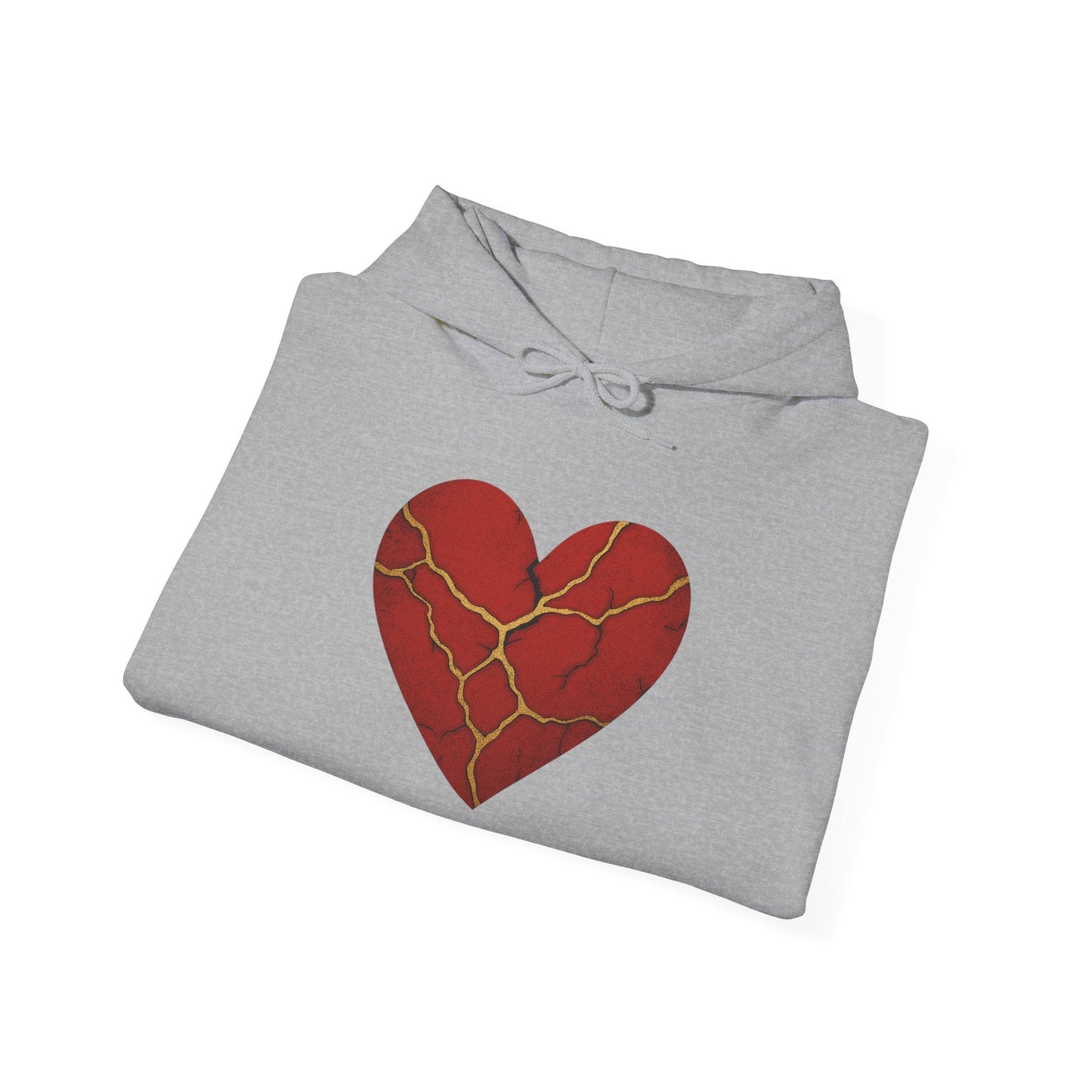 Kintsugi Heart Hoodie, Unisex Heavy Blend Sweatshirt, Casual Streetwear, Comfort Wear for Self-Love