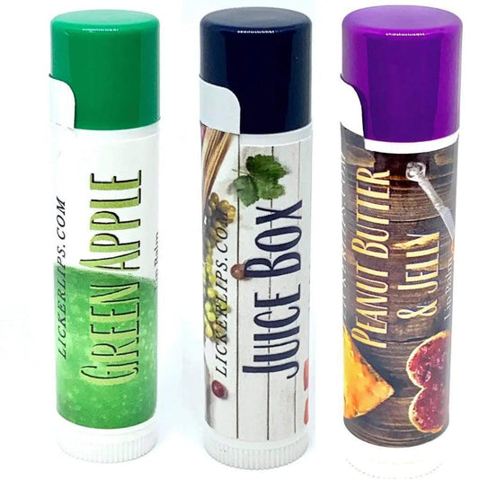 Natural nut free lip balm - Lick 'er Lips Lip BalmLunchtime Lip Balm Pack – A Nostalgic Flavor Adventure!