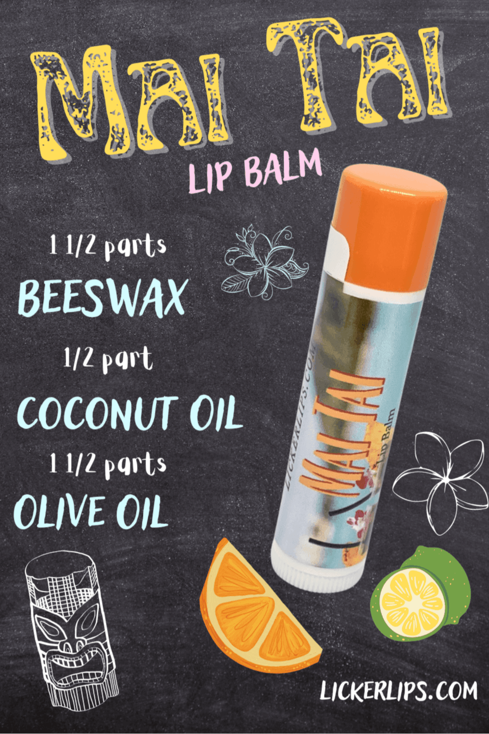 Natural nut free lip balm - Lick 'er Lips Lip BalmMai Tai Lip Balm - Handmade Cocktail Inspired Lip Care