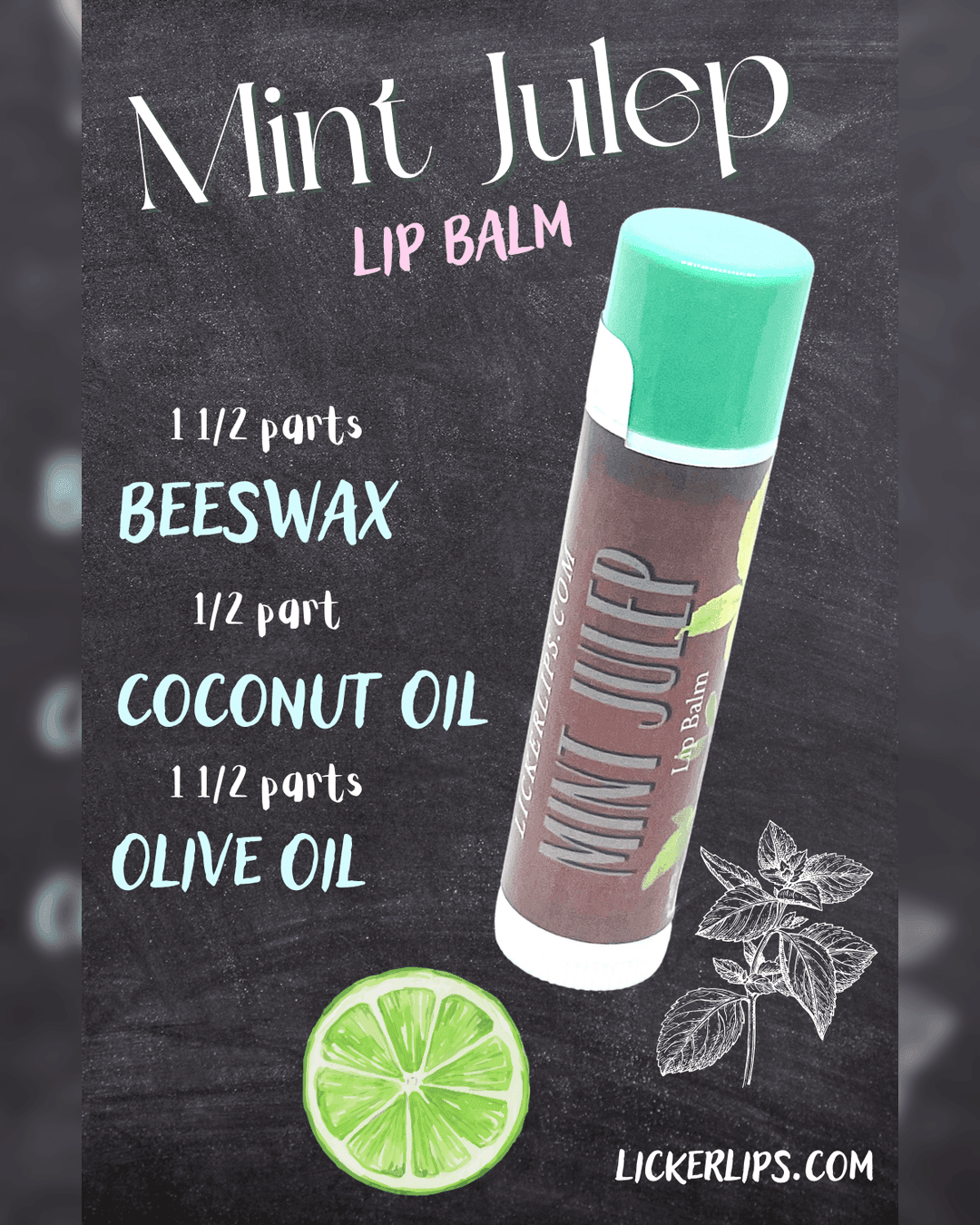 Natural nut free lip balm - Lick 'er Lips Lip BalmMint Julep Lip Balm
