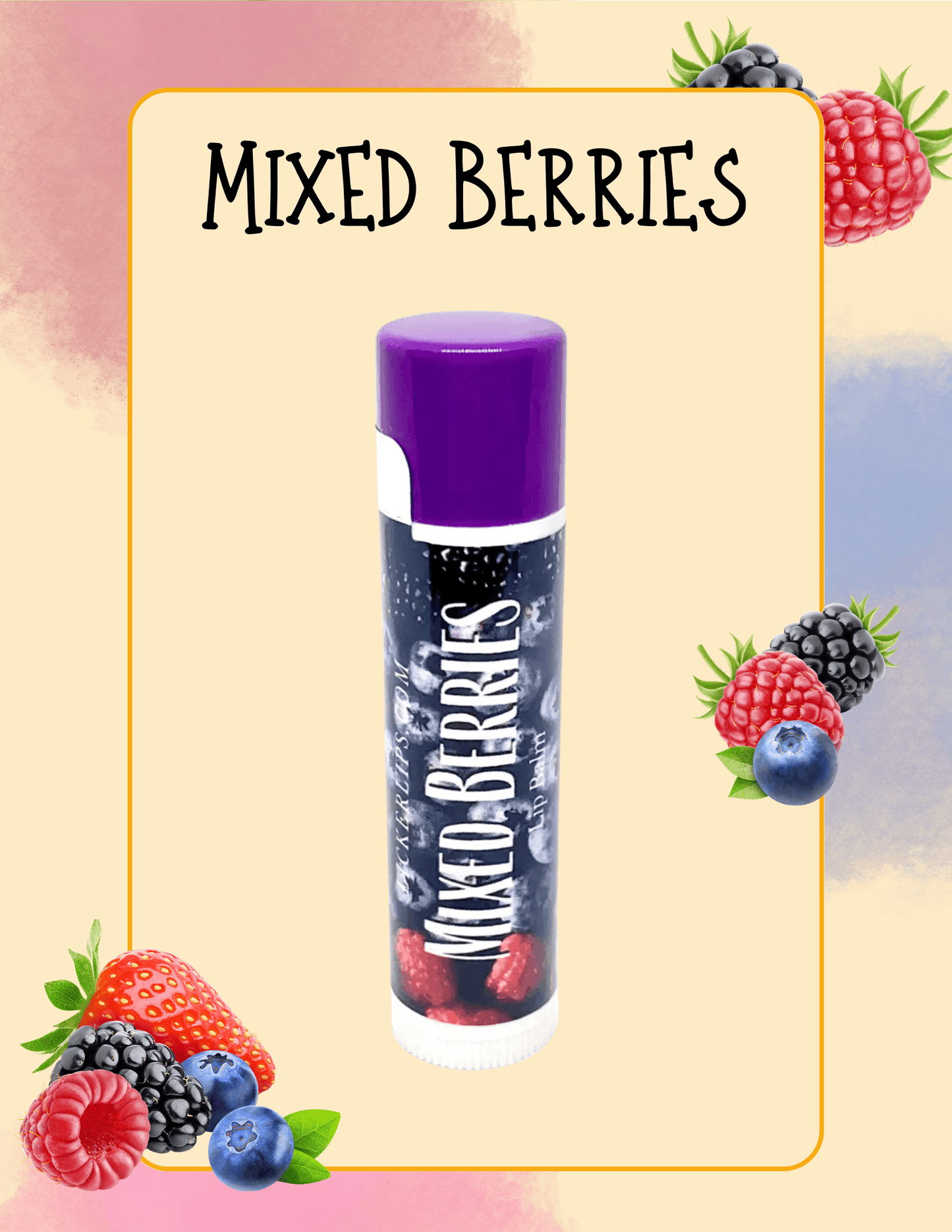 Natural nut free lip balm - Lick 'er Lips Lip BalmMixed Berries Lip Balm - All Natural Lip Care