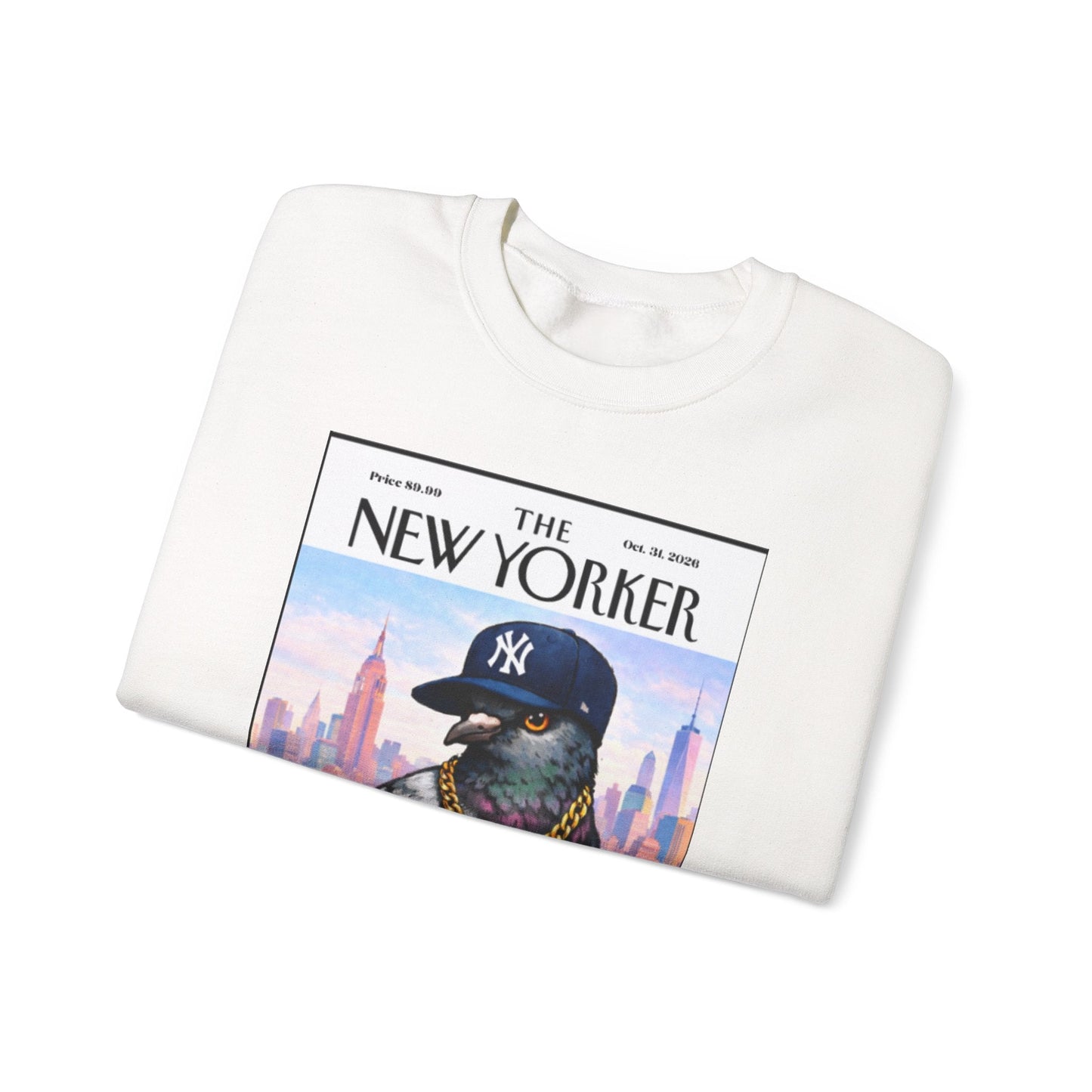 New York Pigeon Yankee Hat Crewneck Sweatshirt – NYC Street-Style Graphic