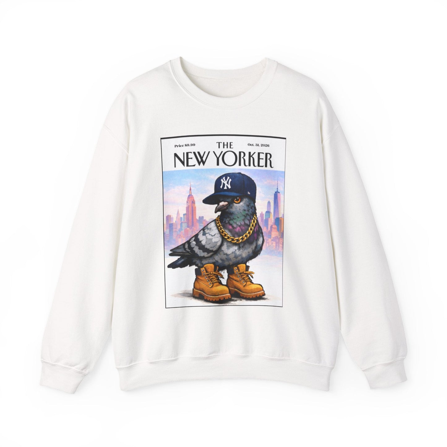 New York Pigeon Yankee Hat Crewneck Sweatshirt – NYC Street-Style Graphic