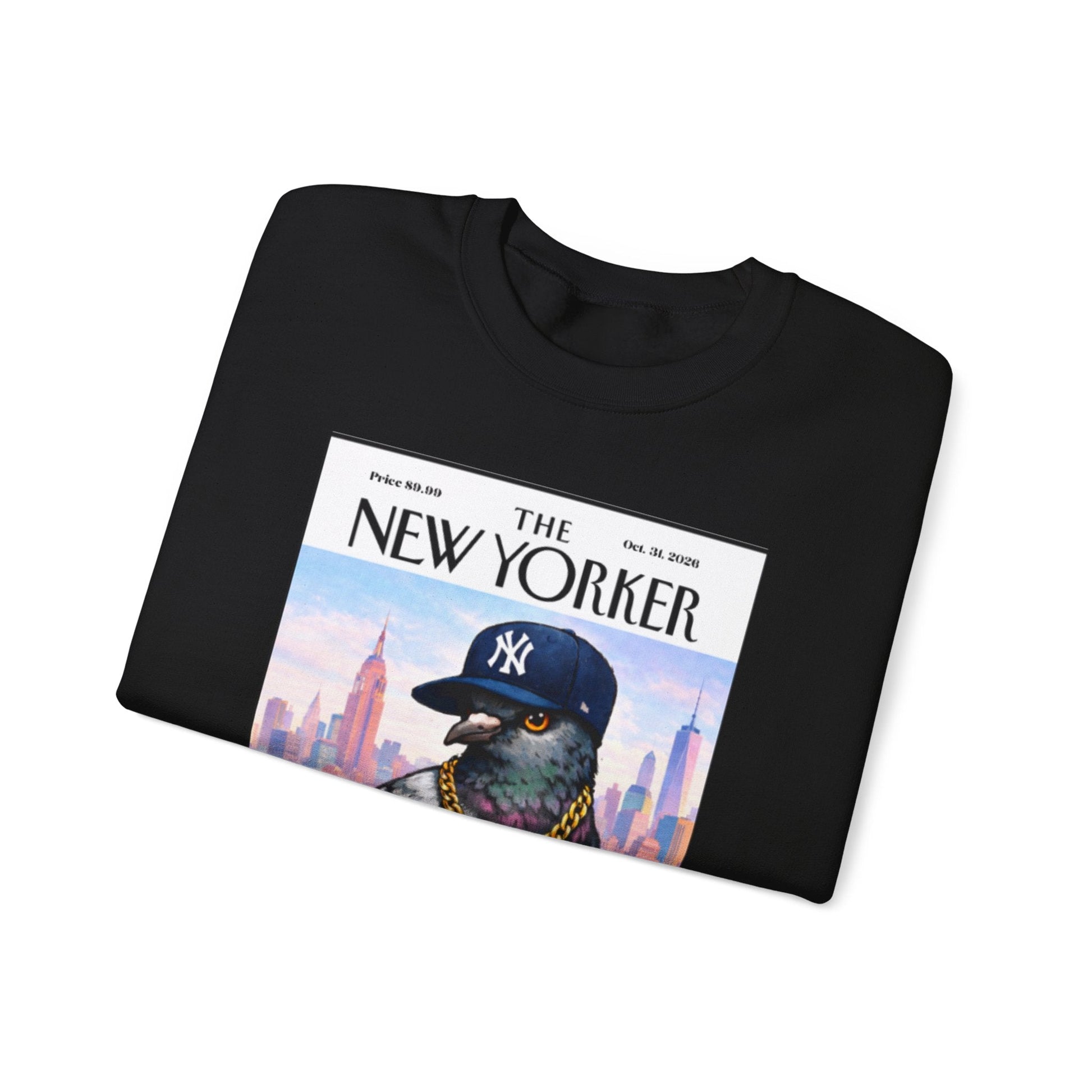 New York Pigeon Yankee Hat Crewneck Sweatshirt – NYC Street-Style Graphic