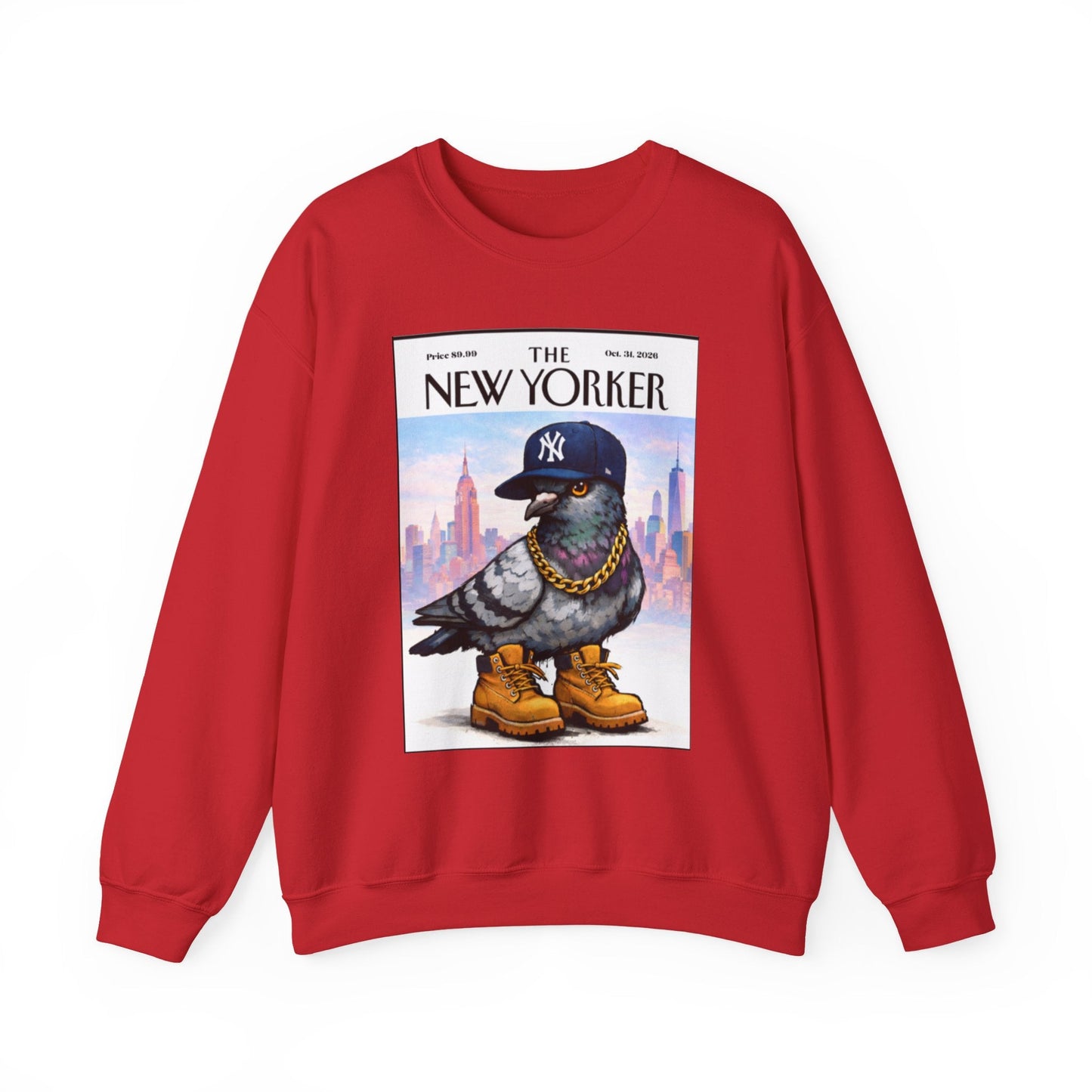 New York Pigeon Yankee Hat Crewneck Sweatshirt – NYC Street-Style Graphic