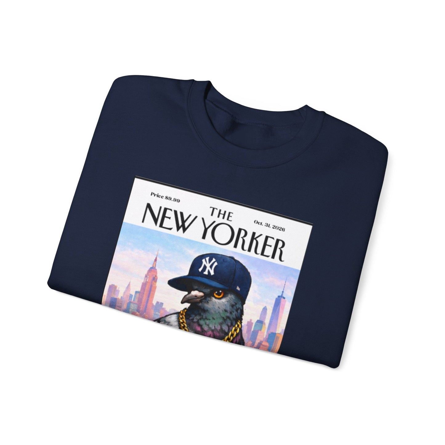 New York Pigeon Yankee Hat Crewneck Sweatshirt – NYC Street-Style Graphic