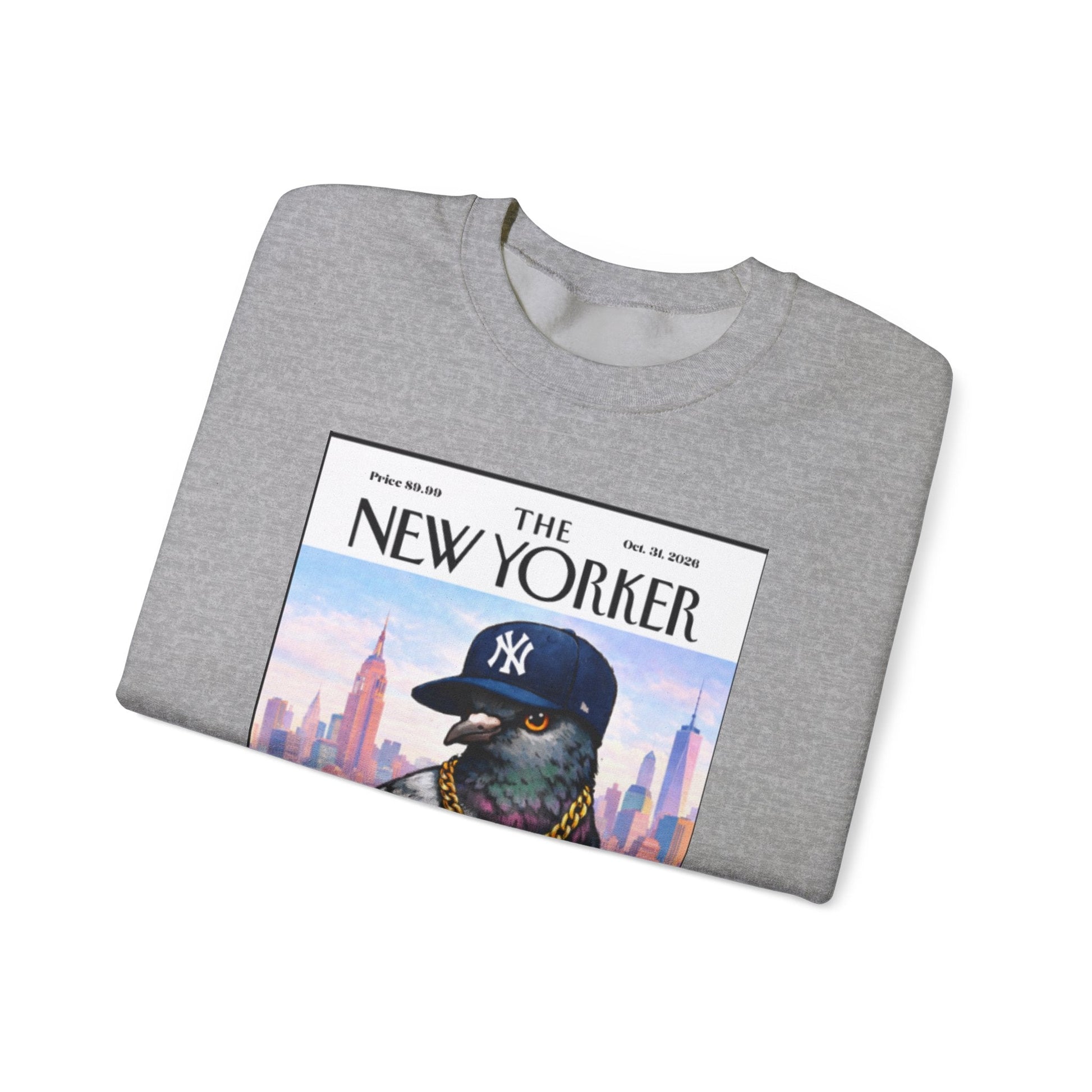 New York Pigeon Yankee Hat Crewneck Sweatshirt – NYC Street-Style Graphic