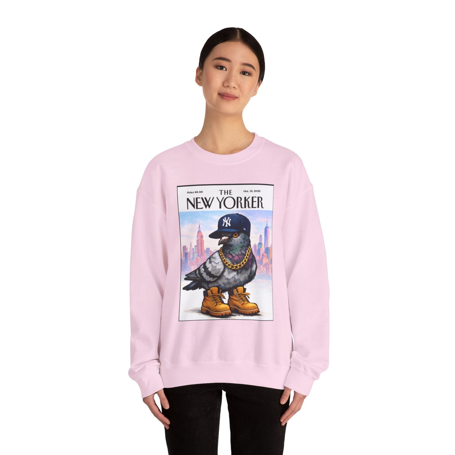 New York Pigeon Yankee Hat Crewneck Sweatshirt – NYC Street-Style Graphic