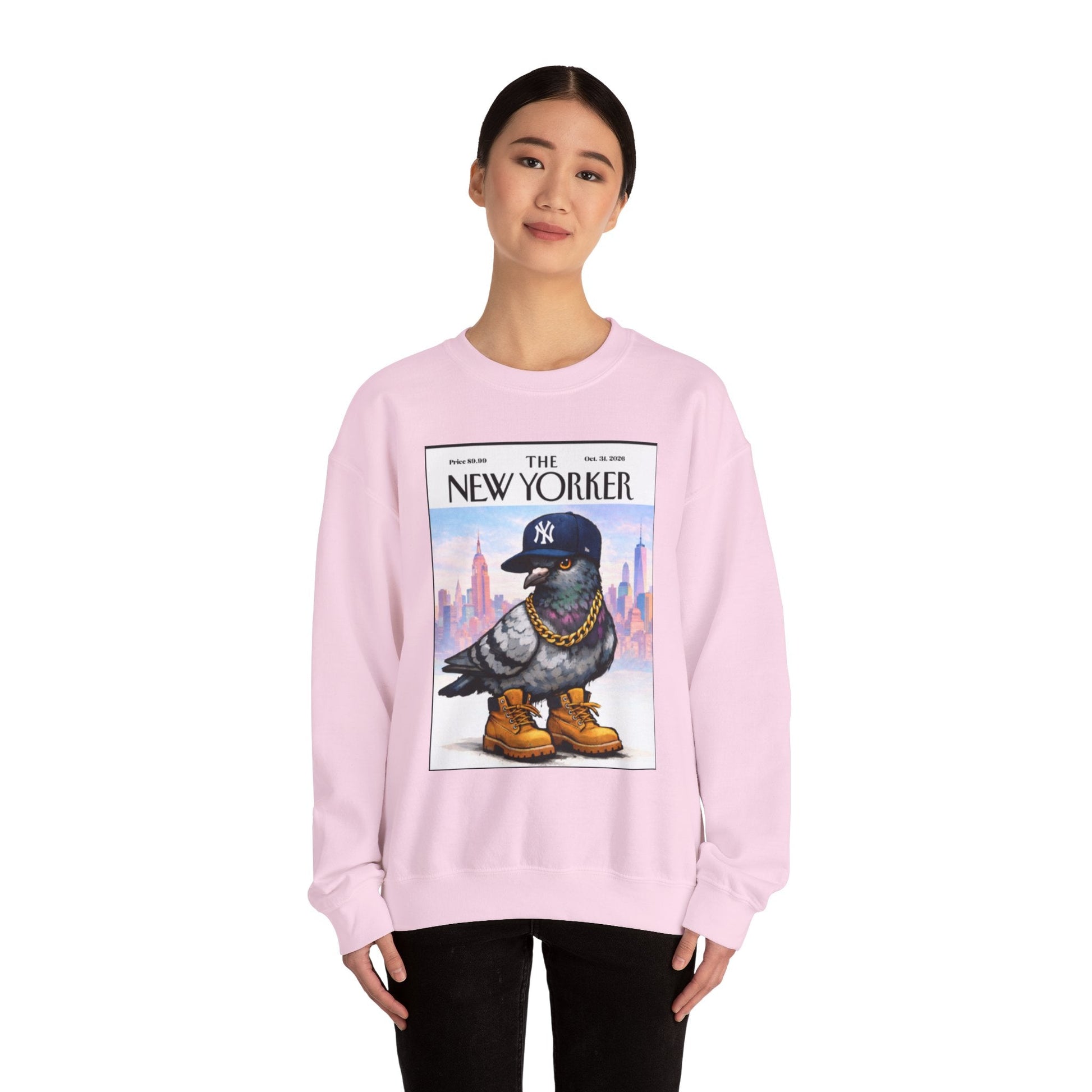 New York Pigeon Yankee Hat Crewneck Sweatshirt – NYC Street-Style Graphic