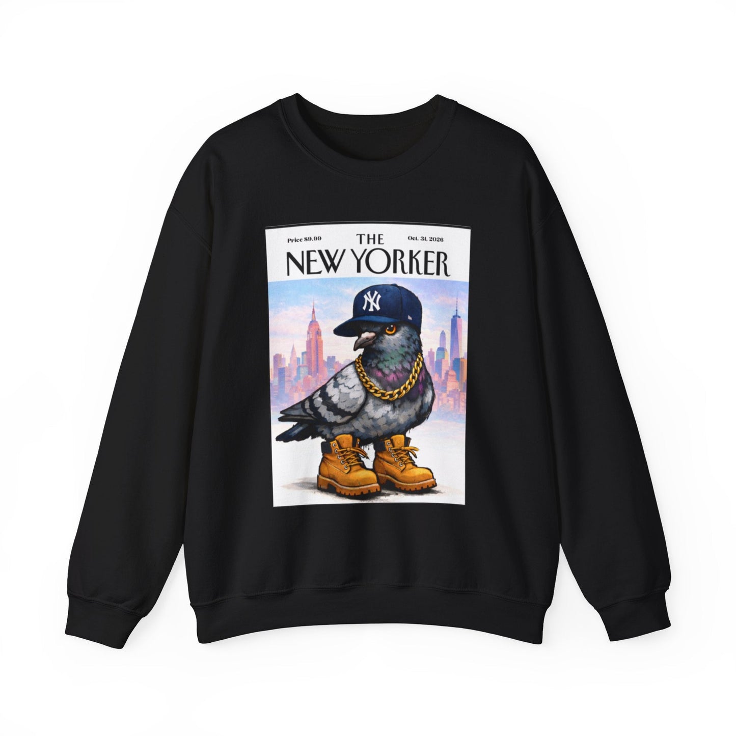New York Pigeon Yankee Hat Crewneck Sweatshirt – NYC Street-Style Graphic