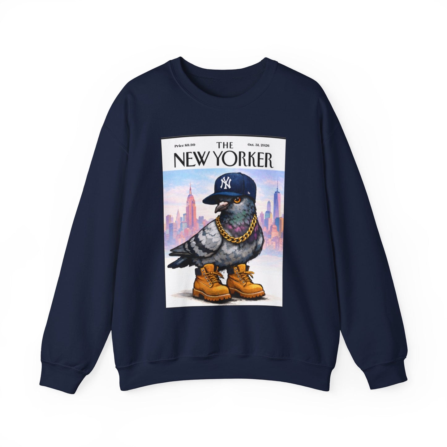 New York Pigeon Yankee Hat Crewneck Sweatshirt – NYC Street-Style Graphic