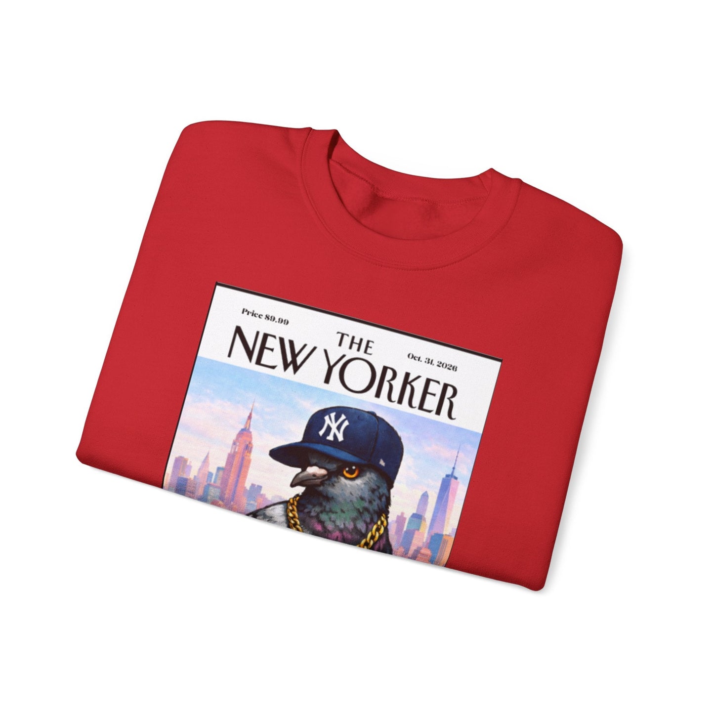 New York Pigeon Yankee Hat Crewneck Sweatshirt – NYC Street-Style Graphic
