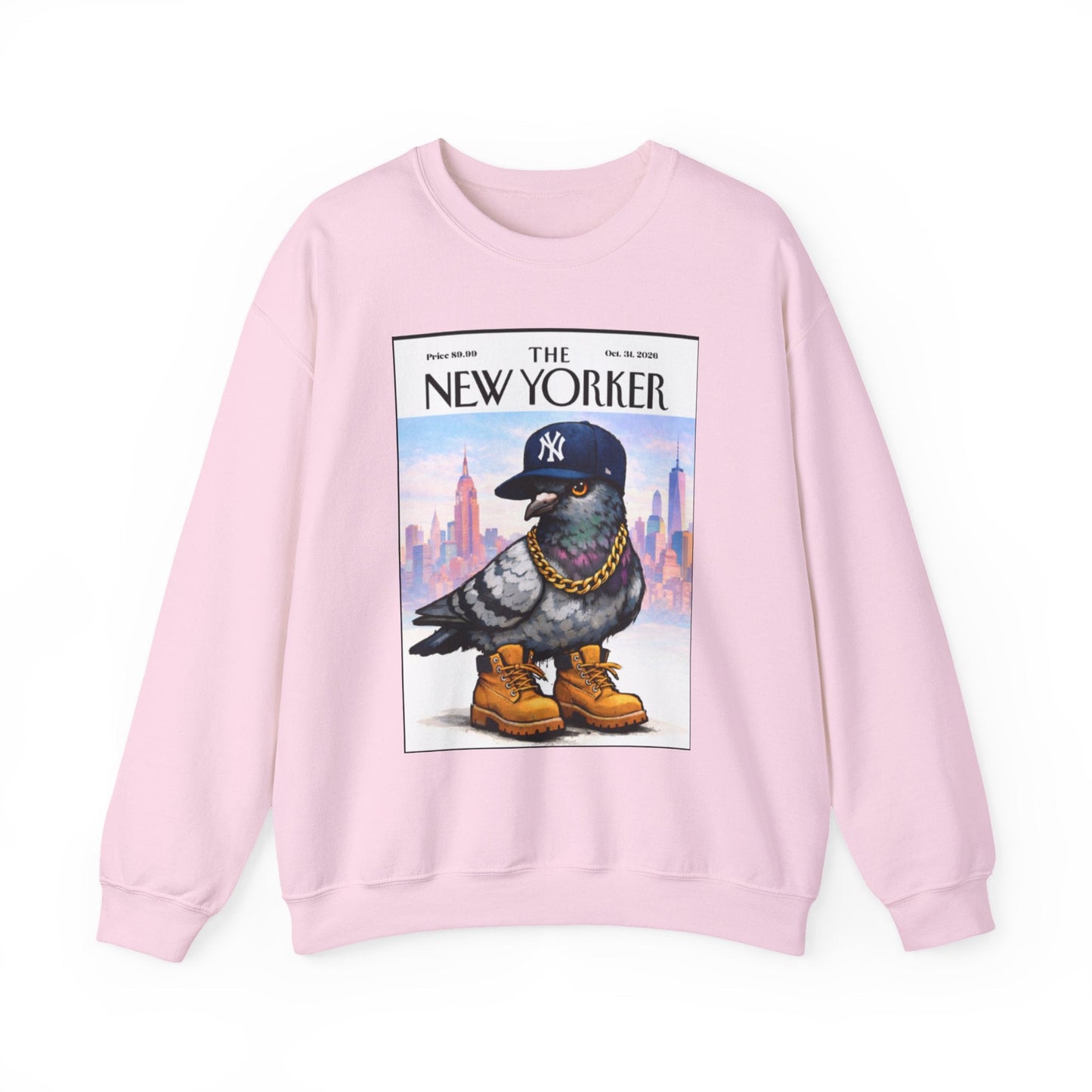 New York Pigeon Yankee Hat Crewneck Sweatshirt – NYC Street-Style Graphic