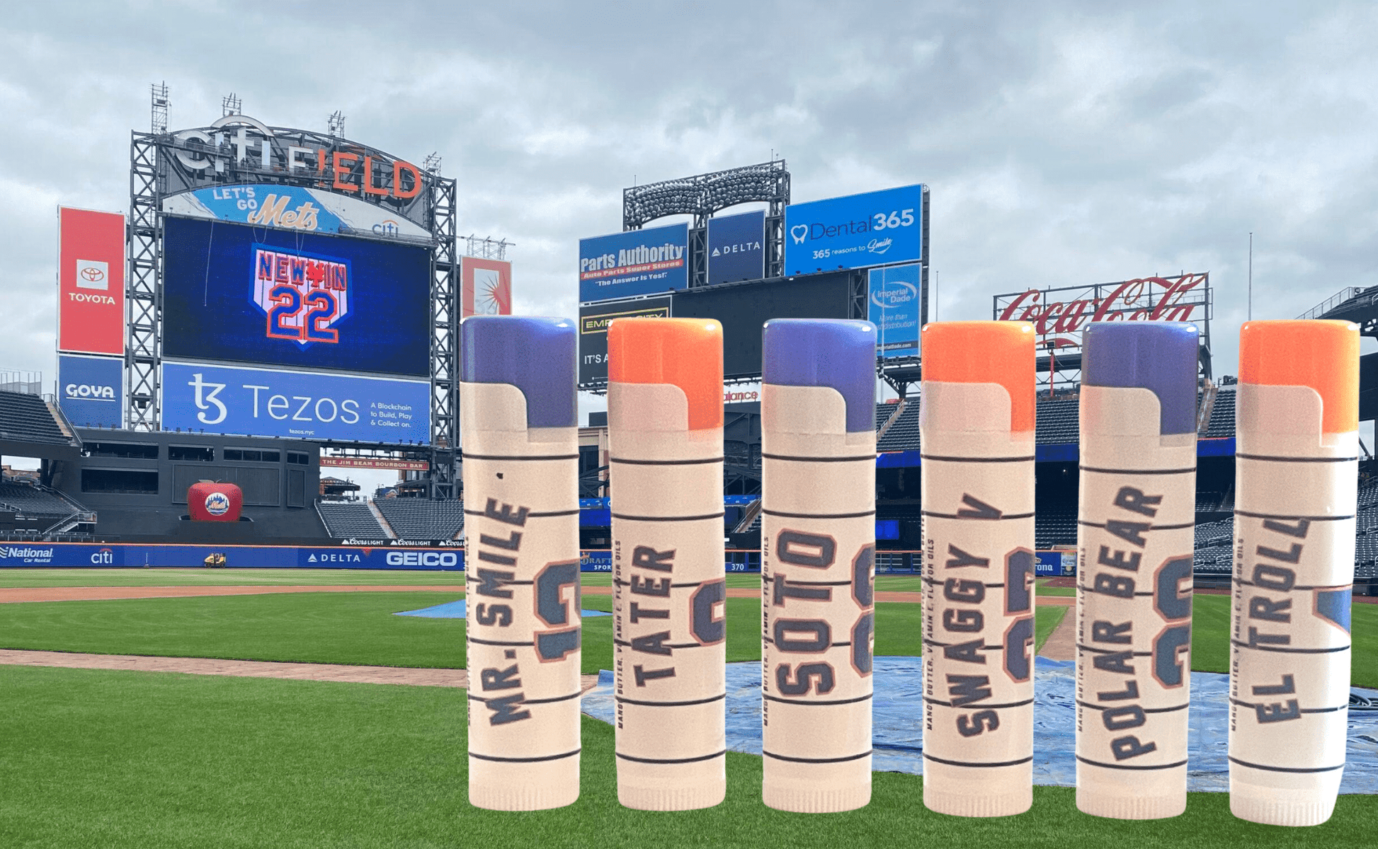 Lick 'er Lips Lip Balm NY Mets Lip Balm Set - Mets Gifts - Miracle Mets - Stocking Stuffers - Gifts for Dad - Baseball gift