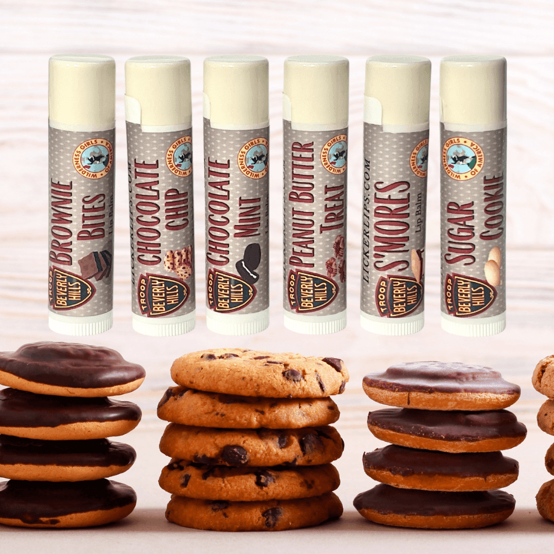 Natural nut free lip balm - Lick 'er Lips Lip BalmTroop Beverly Hills Lip Balm Set – 80s Glam for Your Lips!