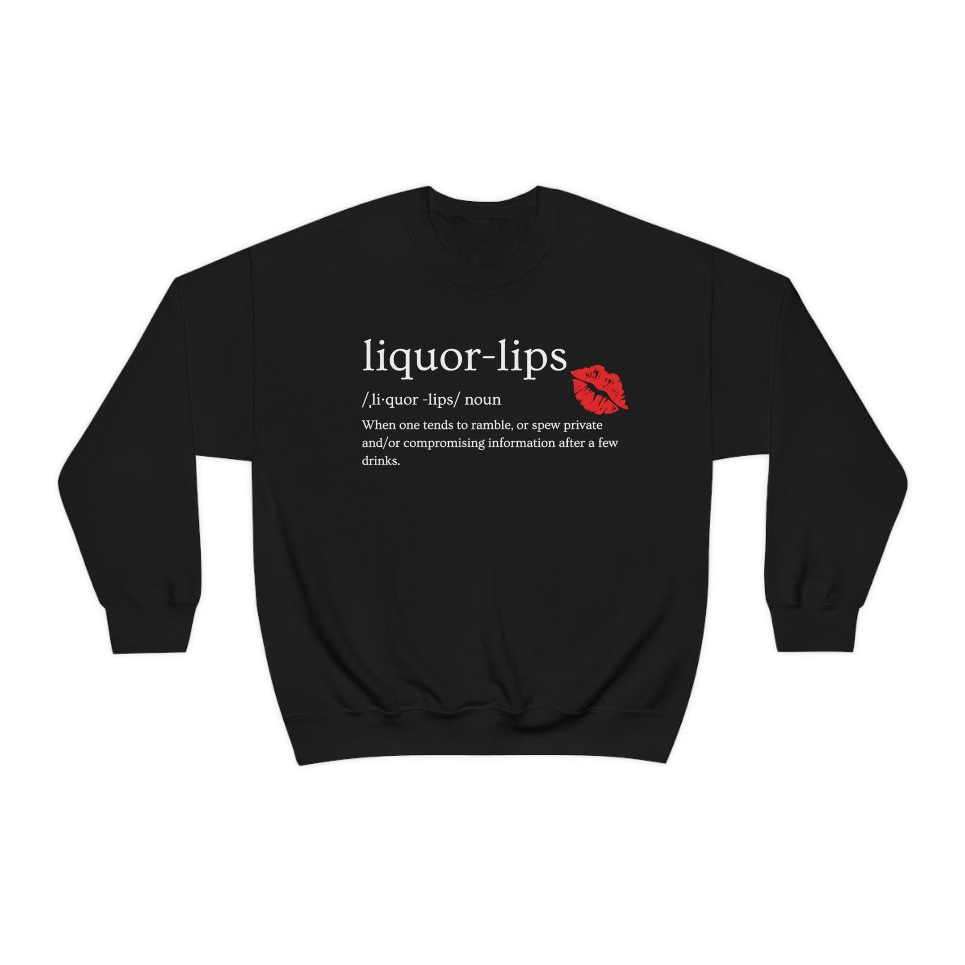 Liquor Lips definition Unisex Heavy Blend Crewneck Sweatshirt, Bachelorette Party Shirt - Lickerlips Lip Balms