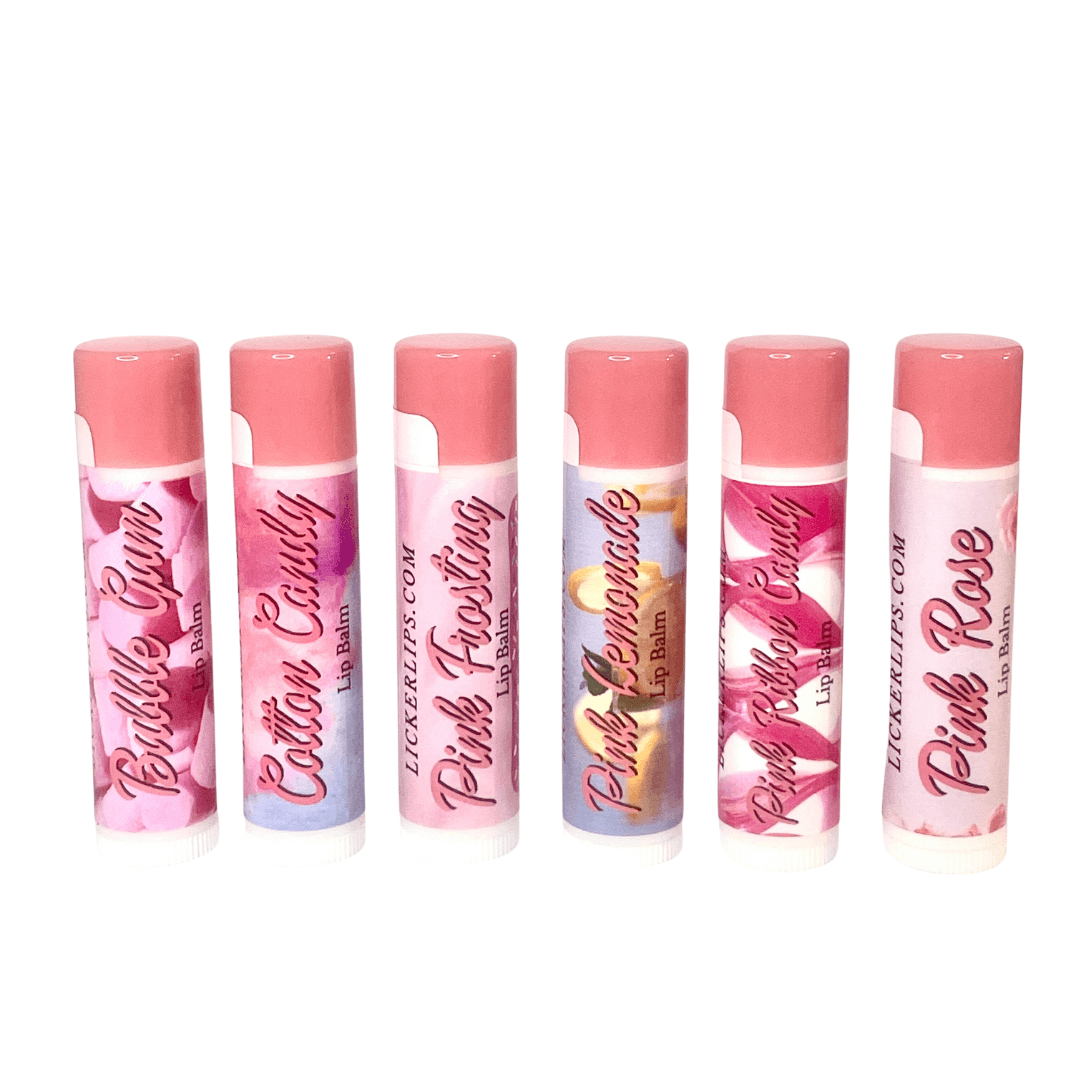 Pink Barbie Theme Lip Balm Pack - 6 Tubes - Lickerlips Lip Balms